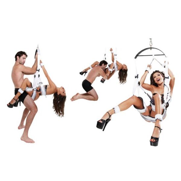 Gugalnica Fetish Fantasy Series Bondage Swing z oblazinjenimi oporami ter zankami za zapestja in gležnje