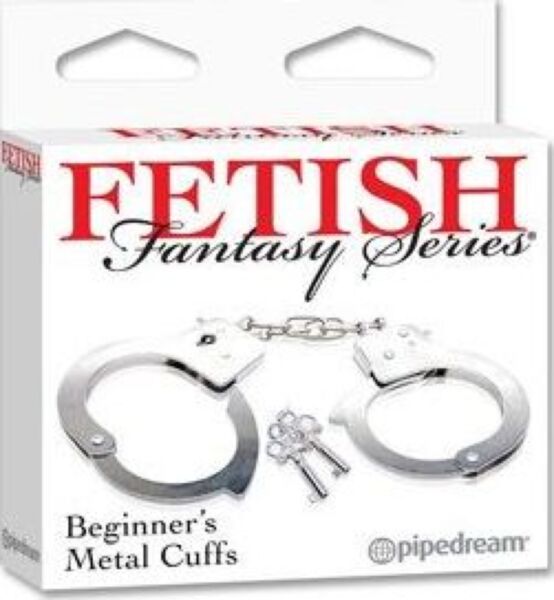 Lisice za zapestja Pipedream Beginner's Metal Cuffs, povezane s kromirano jekleno verigo