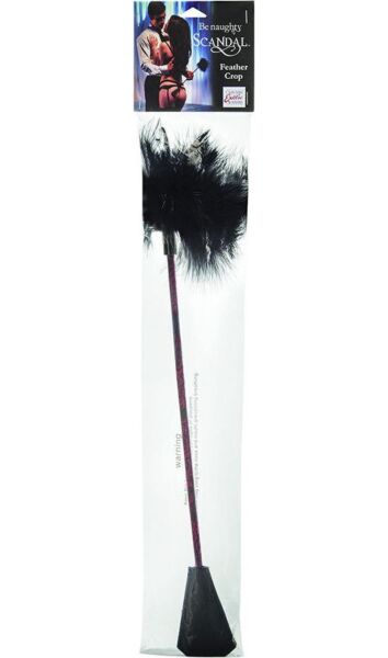 Bič s perjem CalExotics Scandal Feather Crop v rdeči in črni barvi