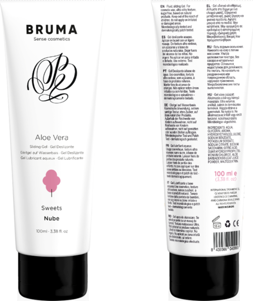 Embalaža lubrikantnega gela Bruma Aloe Vera na vodni osnovi