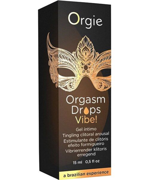 Steklena kapalka s 15 ml stimulativnega gela za klitoris Orgie Orgasm Drops Vibe