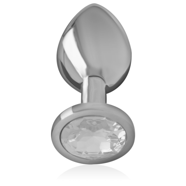 Analni čep Intense Silver Crystal iz kovine z bleščečim kamnom in modrimi detajli
