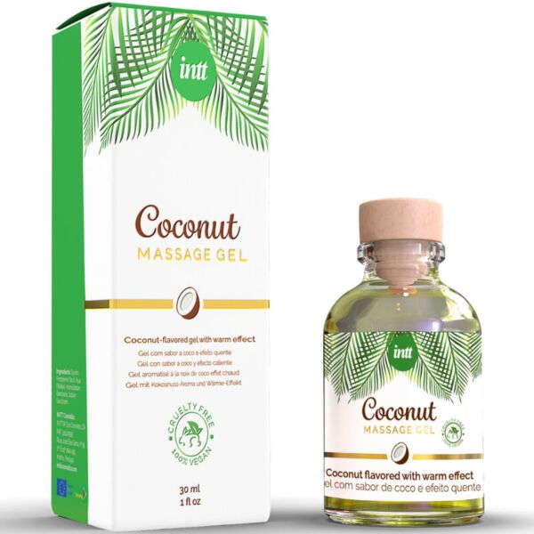 Embalaža masažnega gela INTT Massage Gel Vegan Coconut, 30 ml
