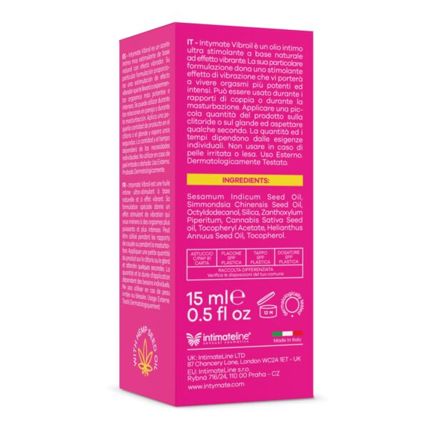 Steklenička intimnega olja Intymate Vibroil znamke IntimateLine s 15 ml