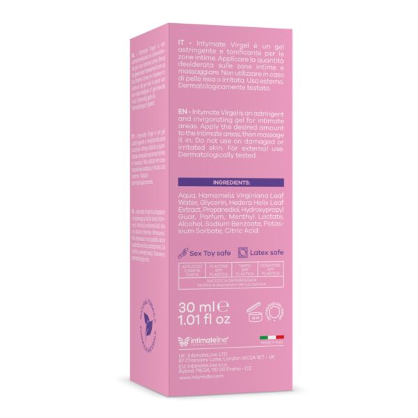 Embalaža s 30 ml gela na vodni osnovi Intymate Virgel