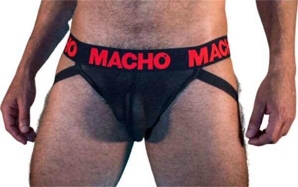 Polprosojen jockstrap Macho Underwear MX26X2 v črni in rdeči barvi