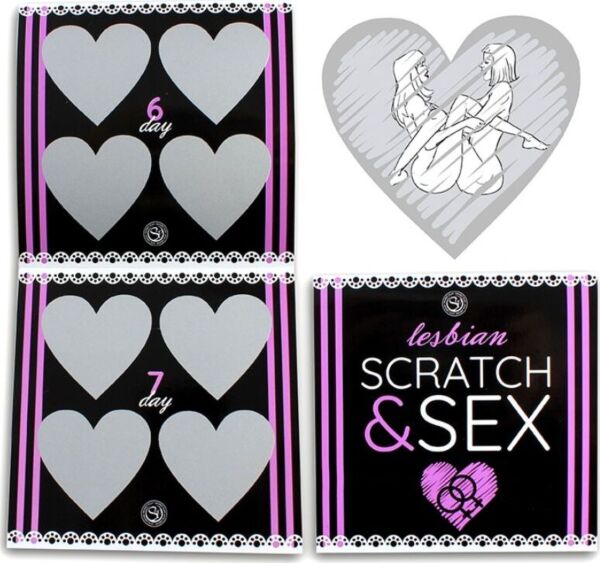Praskanka Secret Play Scratch & Sex Lesbian, igra z lezbičnimi položaji za pare