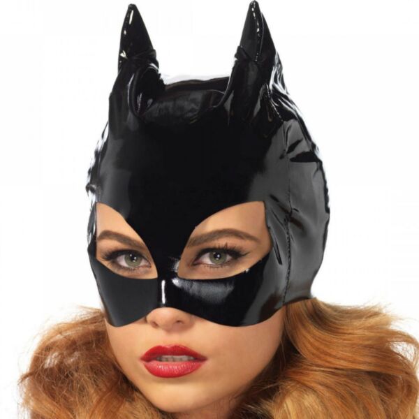 Maska Leg Avenue Vinyl Catwoman iz črnega vinila s koničastimi mačjimi ušesi