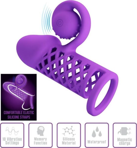 Vijoličen rokav za penis Romance Harden s spiralno glavo