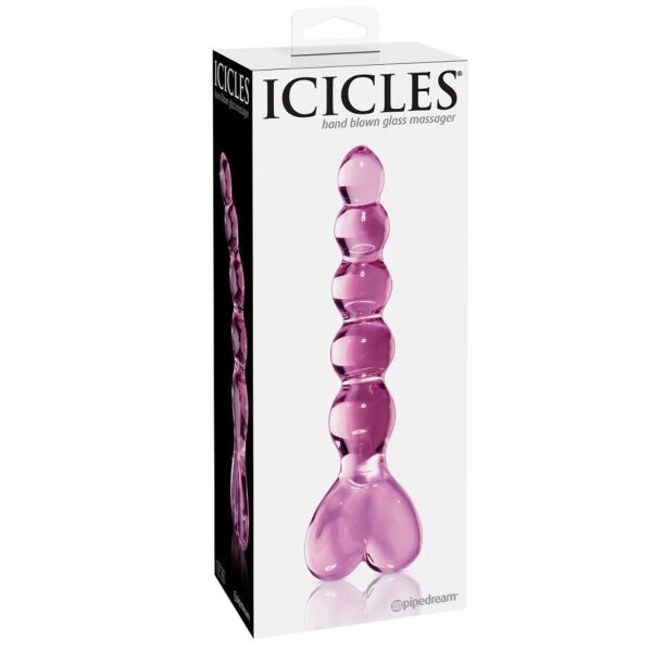 Stekleni dildo Pipedream Icicles No. 43 z ročajem v obliki srca