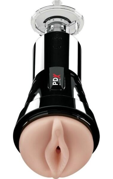 Masturbator PDX Elite Cock Compressor znamke Pipedream z ohišjem in prisesko