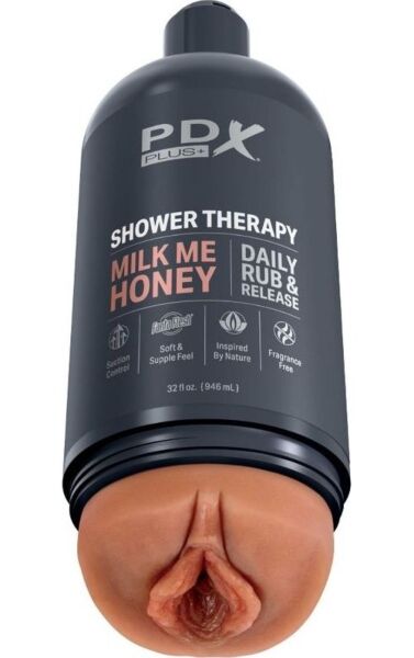 Masturbator PDX Plus Shower Therapy Milk Me Honey v obliki stekleničke šampona