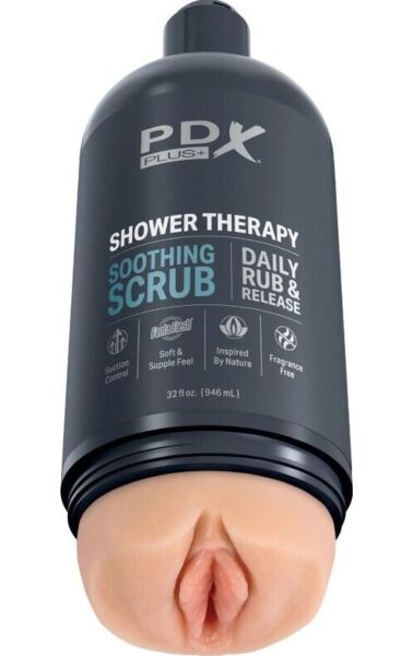 Masturbator PDX Plus Shower Therapy Soothing Scrub v obliki steklenice šampona