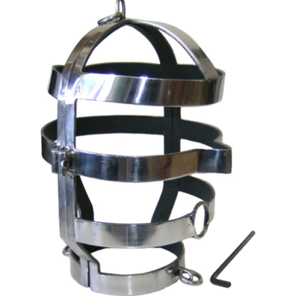 BDSM maska Metal Hard Mask with Steel Necklace z ovratnico