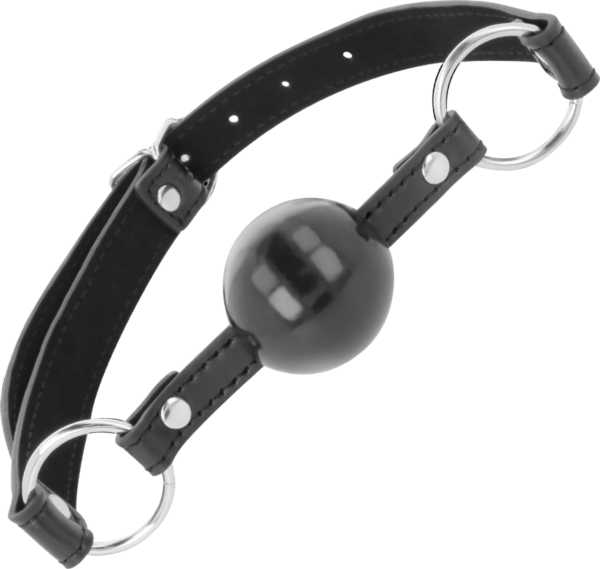 Gag s kroglico Darkness Black Ball Gag, črn, s paščki