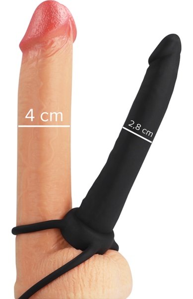 Črn dildo Mythology Cobi Onyx z obročkoma za penis in moda