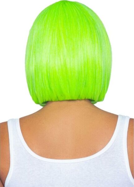 Zelena perika Leg Avenue Neon Bob, kratek bob s čopkom v neonsko zeleni barvi