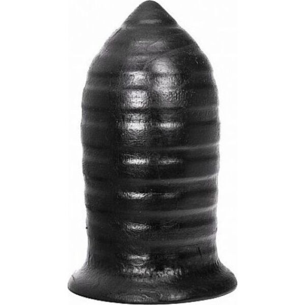 Analni čep All Black AB85 Thrill, črn in z rebrasto površino