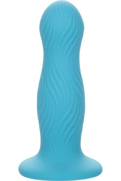 Moder analni čep CalExotics Wave Rider Swell z valovito teksturo in priseskom kot podlago
