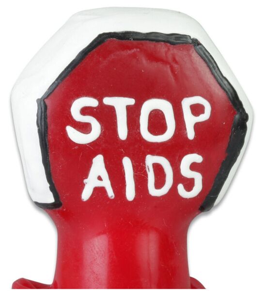 Šaljivi kondom Condomerie Stop Aids, ročno okrašen