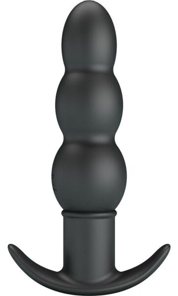 Vibrirajoči analni čep Pretty Love BI-040199 iz črnega silikona z ročajem