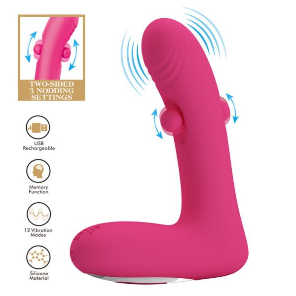 Roza vibrator Duden z ukrivljenim telesom in premičnimi stranskimi točkami