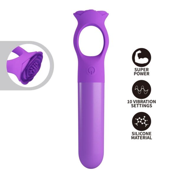 Mini vibrator Giana vijolične barve z obročem za držanje