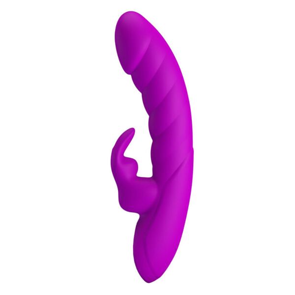 Rabbit vibrator Pretty Love Monica vijolične barve z upognjenim vrhom in krakom za klitoris