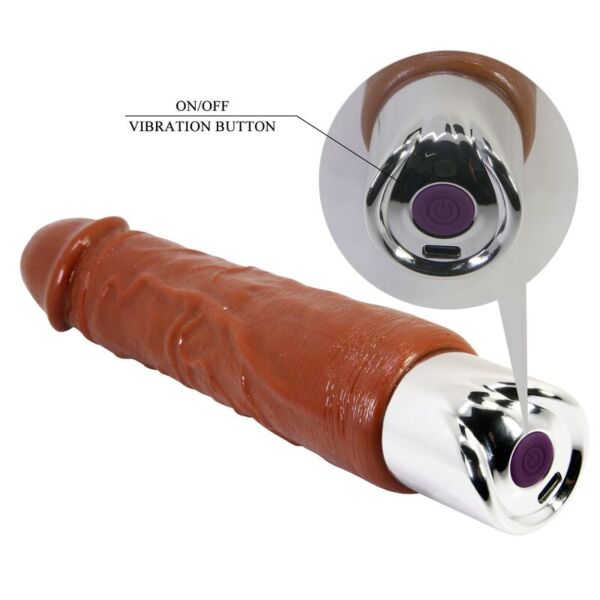 Realistični vibrator Pretty Love PRO 23,5 cm v rjavi barvi