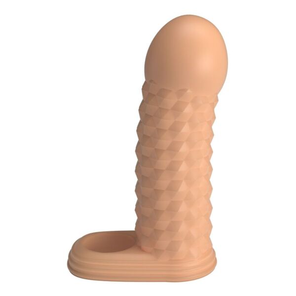 Navlaka za penis Pretty Love Wolfram naravne barve z geometrijsko teksturo