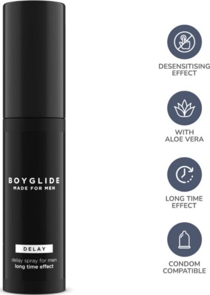 Sprej za zakasnitev Boyglide Delay znamke IntimateLine, steklenička 20 ml
