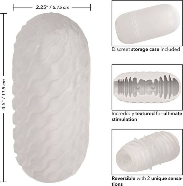 Beli masturbator CalExotics Boundless Reversible Ribbed Stroker poleg etuija