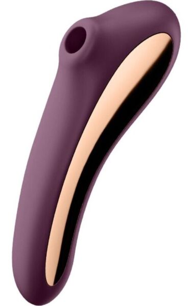 Sesalni stimulator klitorisa Satisfyer Dual Kiss z ukrivljenim vibrirajočim ročajem