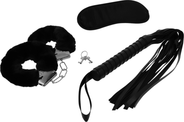 Bondage set Intense Fetish z lisicami, masko za oči in bičem