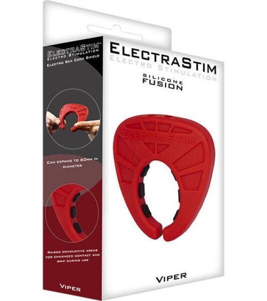 Obroč za elektrostimulacijo ElectraStim Fusion Viper iz rdečega in črnega silikona