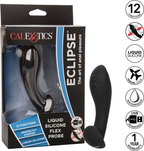 Analni vibrator CalExotics Eclipse Flex Probe, ukrivljen in rebrast