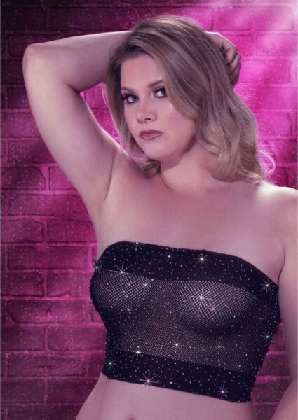 Črn bandeau top Radiance Plus Size znamke CalExotics s kamenčki