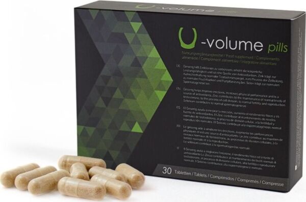 Škatla prehranskega dopolnila 500Cosmetics U-Volume Pills s tabletami
