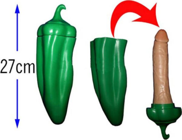 Diablo Picante Penis Green Pepper, plastična zelena paprika s presenečenjem v obliki penisa