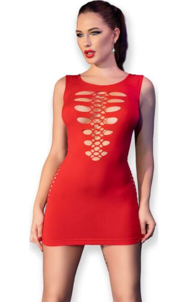 Rdeča mini obleka Chilirose CR 4622 S/M z odprtinami