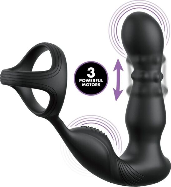 Črn analni vibrator Fantasy Elite Ass-Gasm Taint-alizer z vrtljivimi kroglicami za presredek