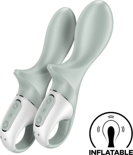 Napihljiv analni vibrator Satisfyer Air Pump Booty 3 v zeleni barvi z obročkom za držanje
