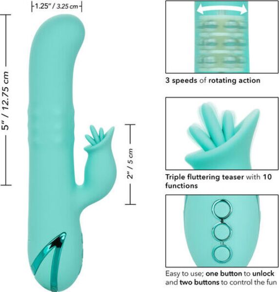 Rabbit vibrator CalExotics Bel Air Bombshell z vrtljivo gredjo in zunanjim stimulatorjem