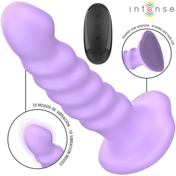 Vijoličen vibrator Intense Brenda s podstavkom s priseskom in daljinskim upravljalnikom