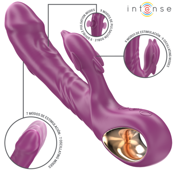 Vibrator Intense Halle v obliki delfina s stimulacijskim jezičkom, vijolične barve