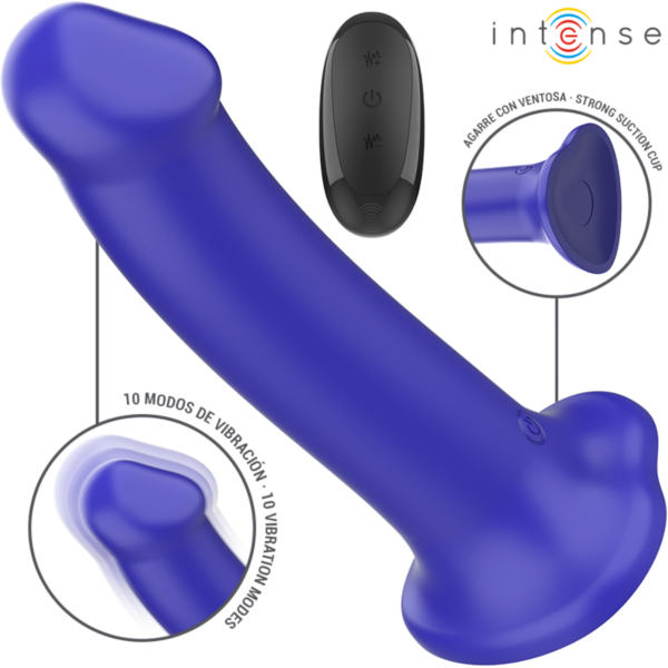 Temno moder vibrator Intense Victoria s priseskom na dnu