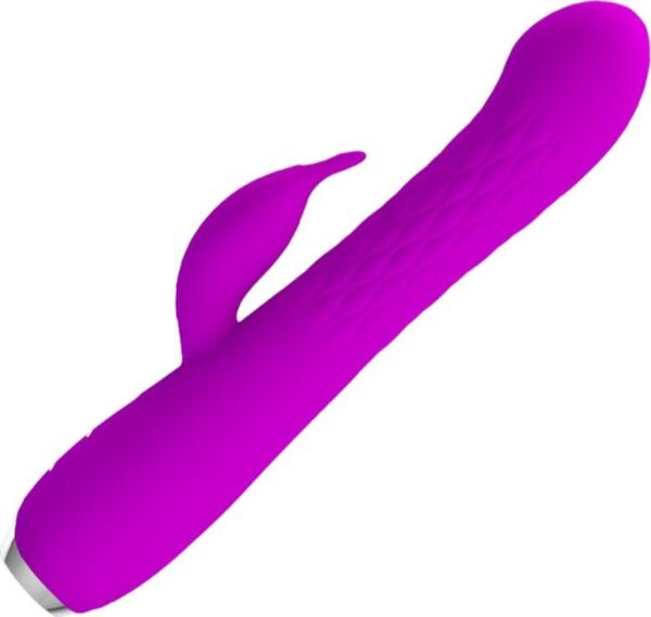 Vijoličen rabbit vibrator Pretty Love BI-014692 z narebreno gredjo in krakom zajčka