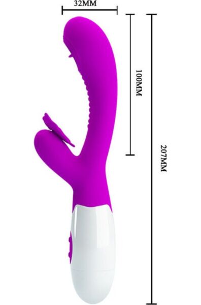 Rabbit vibrator Pretty Love BI-014943 z glavo in stimulatorjem klitorisa v obliki metulja