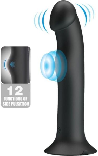 Vibrator s priseskom Pretty Love BI-014952 iz črnega silikona s falično glavo in podstavkom s priseskom