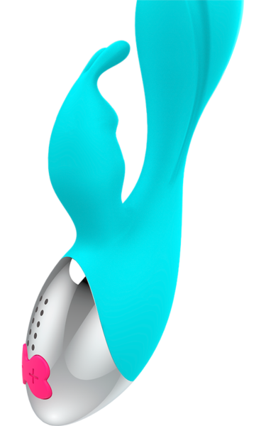 Rabbit vibrator Happy Loky Miki v turkizni in srebrni barvi